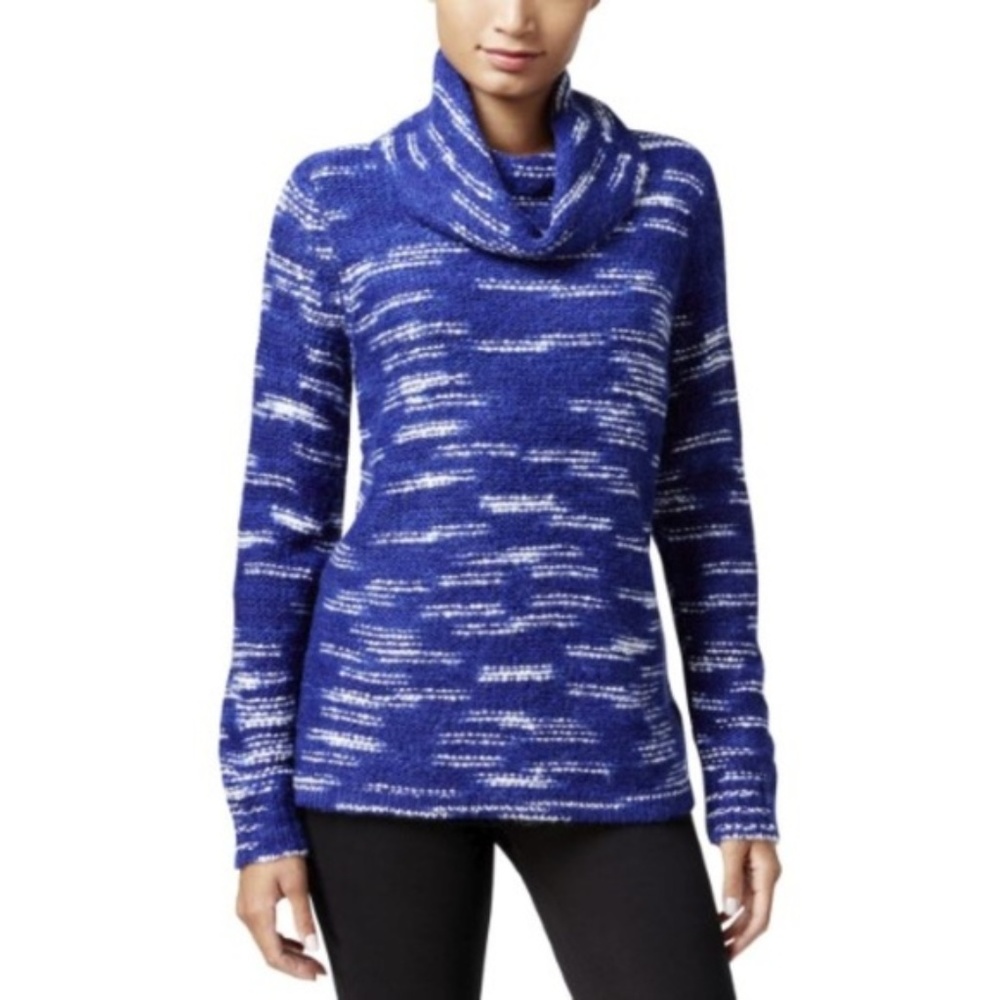 NWT KENSIE Blue & White Cowl Neck Sweater - Picture 1 of 1